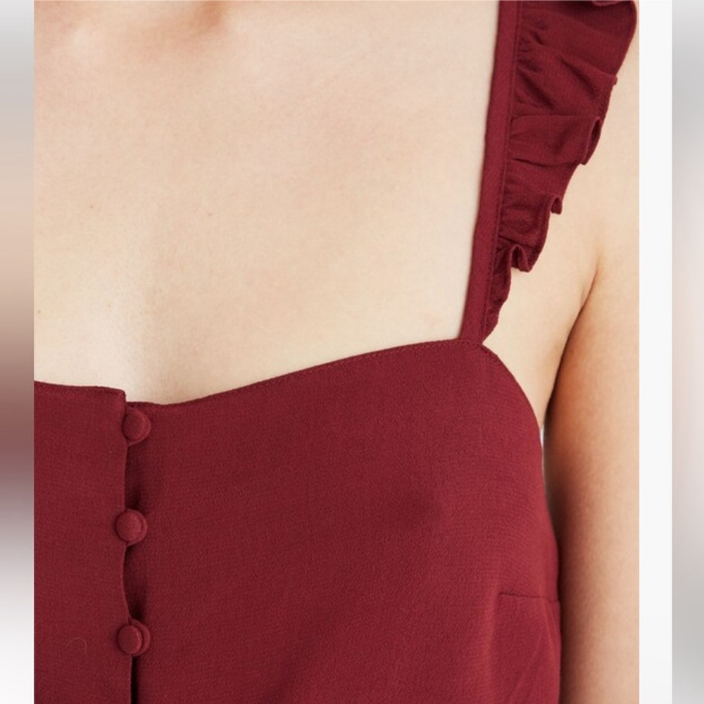 Madewell Ruffle-Strap Cami Top Burgundy Wine Red size 6 - Picture 4 of 10